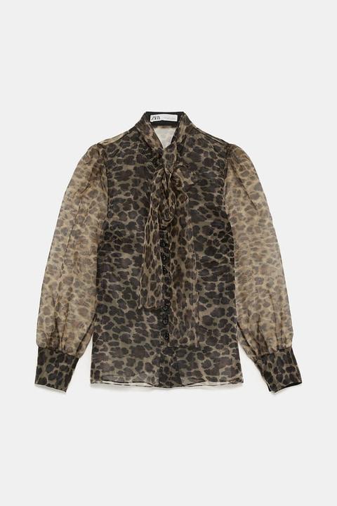 Bluse Mit Schleife Mit Animalprint