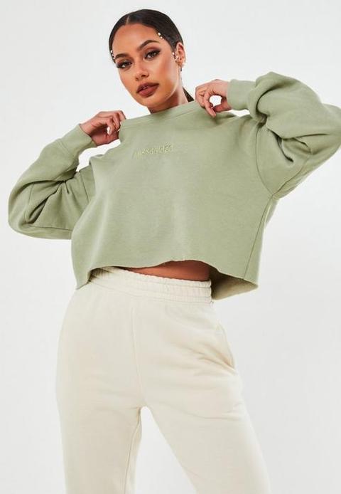 green missguided slogan washed sweatshirt