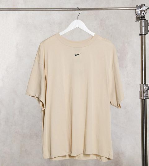 Nike Plus Mini Swoosh Boyfriend T-shirt In Oatmeal-neutral