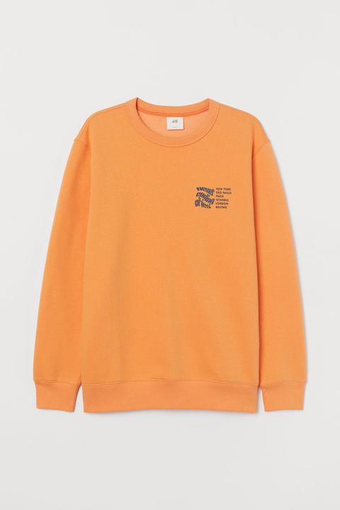 Sudadera Con Motivo - Naranja