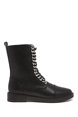 Forever 21 Curb Chain Combat Boots , Black