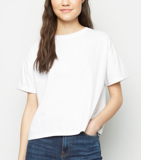 White Organic Cotton Boxy T-shirt New Look