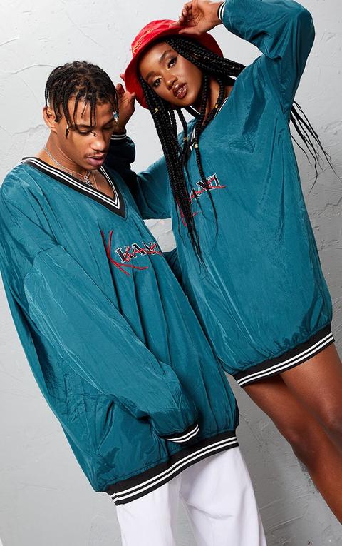 Karl Kani Emerald Green Shell Embroidered Oversized Baseball Dress