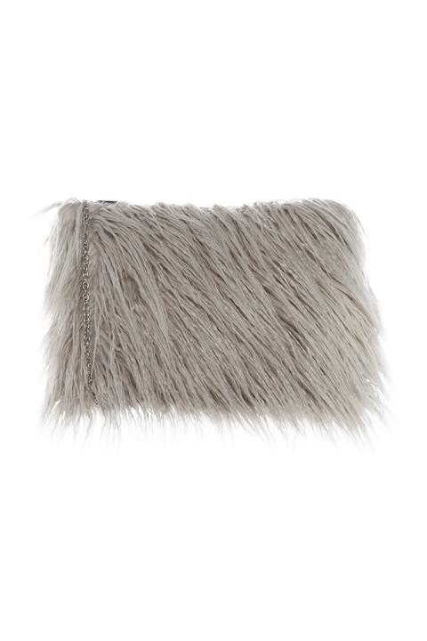 Grey Fluffy Clutch