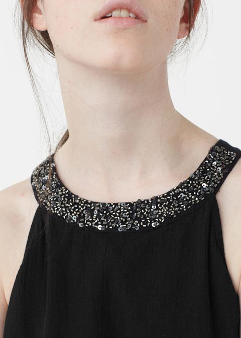 Vestido Cuello Abalorios