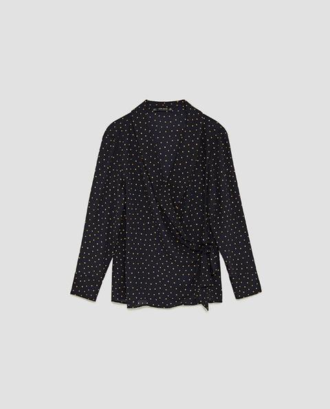 Blusa Cruzada Cuello Smoking de Zara en 21 Buttons