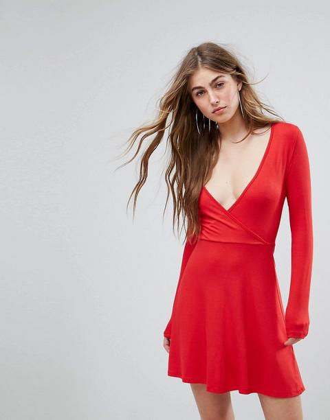 Missguided - Vestito A Pieghe A Portafoglio - Rosso