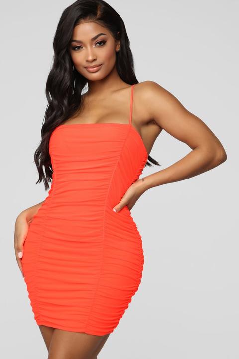 Wildly Amused Ruched Dress - Neoncoral