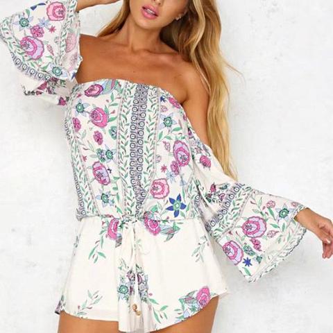 Cinthia Off Shoulder Print Playsuit