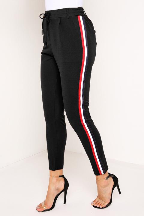 Black Double Stripe Skinny Trousers