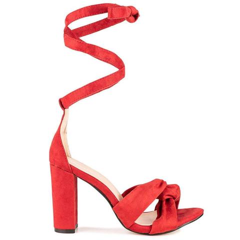 Brooke - Lace Up Sandals In Red Suede
