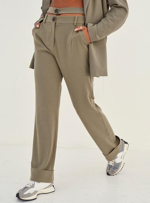 Sherrie Double Waistband Tailored Trouser Olive