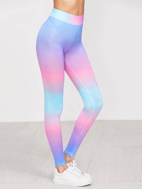 Multicolor Pastel Ombre High Waist Leggings