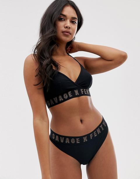 Savage X Fenty - Brassière En Coton Avec Logo - Noir - Noir