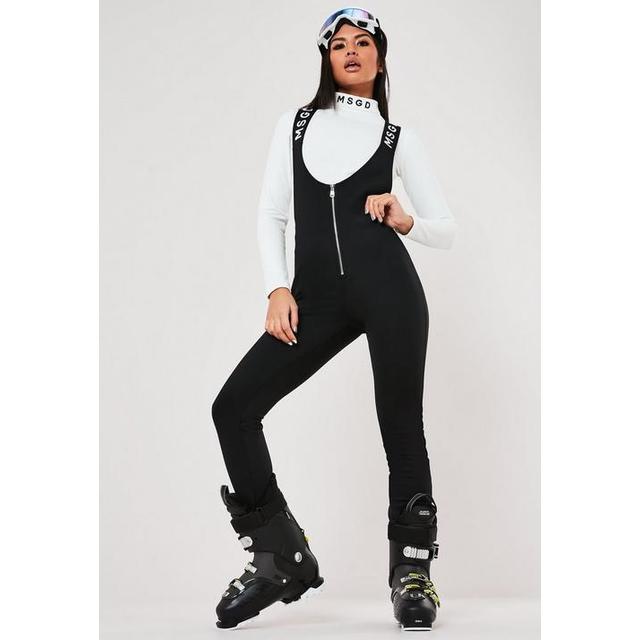 Msgd Ski Black Embroidered Salopettes, Black from Missguided on 21