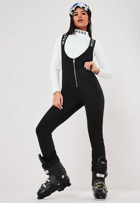 Msgd Ski Black Embroidered Salopettes, Black from Missguided on 21 Buttons
