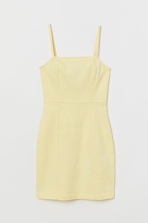 H & M - Vestido En Sarga De Algodón - Amarillo