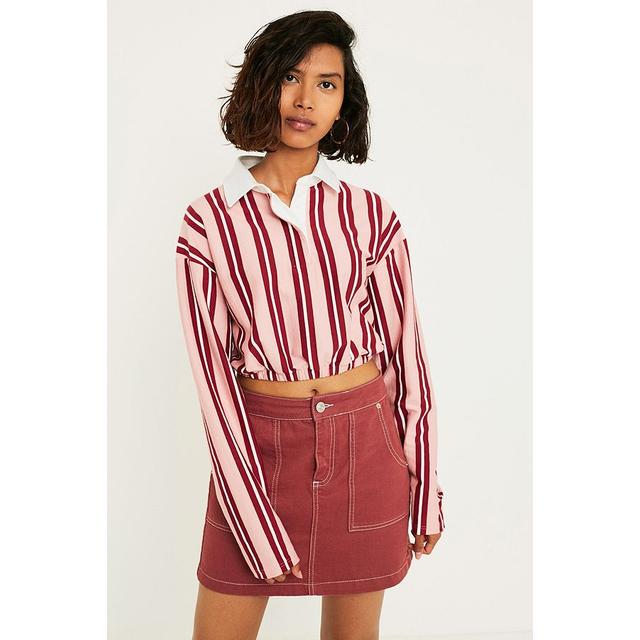 Uo Vertical Stripe Crop Rugby Shirt Womens Xs From Urban