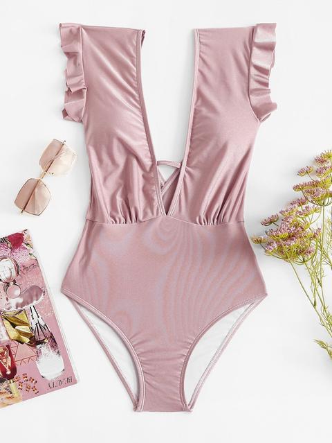 Deep-v Ruffle Swimsuit