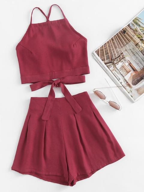 Top Camisole Aperto Sulla Schiema Con Pantaloncini