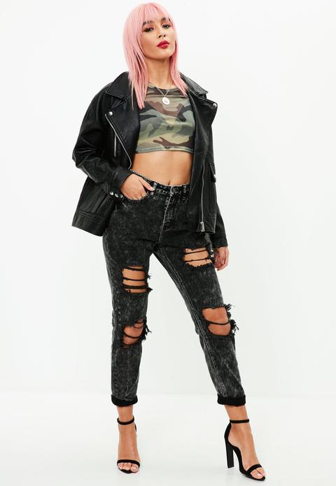 Black Riot Distressed Ripped Denim Jeans