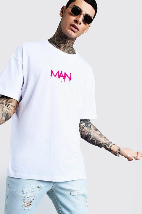 Oversized Man Graffiti Printed T-shirt