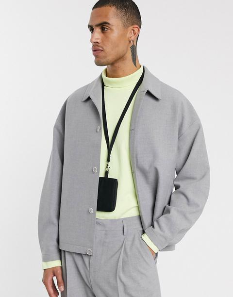 Asos White Boxy Suit Jacket In Grey