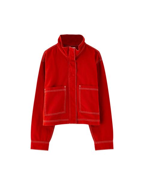 pull and bear red denim jacket