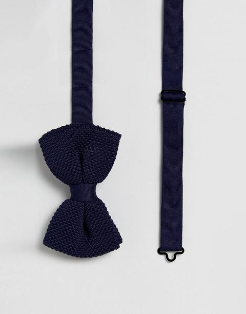Asos Design Wedding - Farfallino In Maglia Blu Navy - Navy