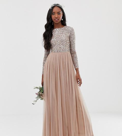 Maxi tulle dress 2024 with tonal delicate sequins