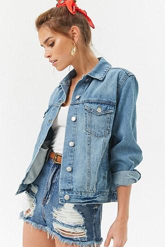 Forever 21 Faded Wash Denim Jacket , Denim