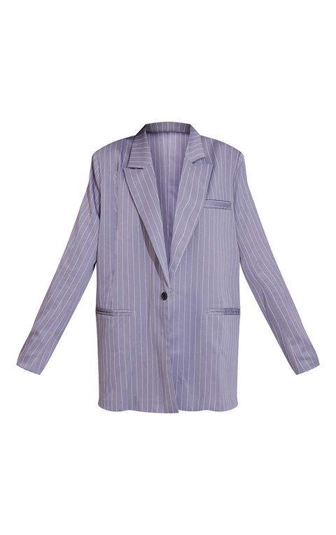 Charcoal Grey Pinstripe Oversized Dad Blazer