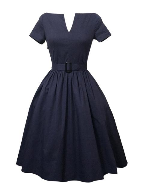 Plus Size Pleated A Line Vintage Dress