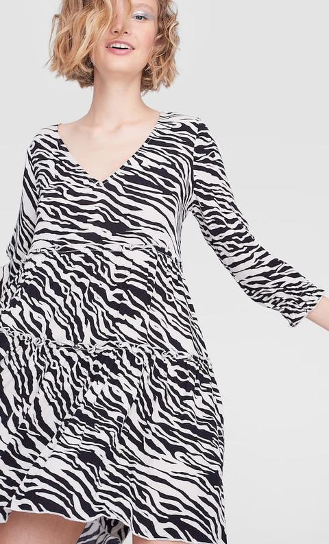 Vestito Stampa Animalier Ecru