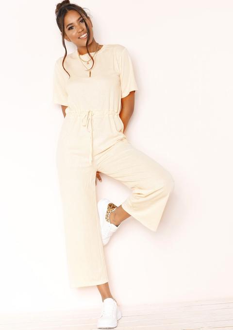 Joyce Cream Drawstring Jumpsuit