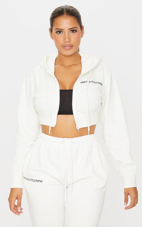 Prettylittlething Shape Cream Sweat Crop Jumper