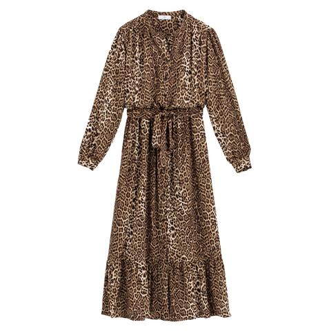 robe longue imprime leopard