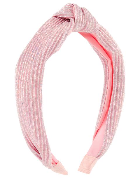 Accessorize Women's Pink Glitter Sparkly Knotted Headband, Size: 12cm