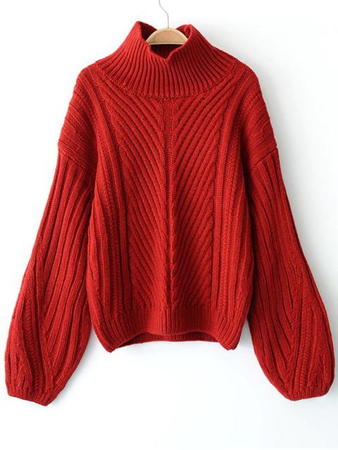 Maglione Maglia Maglia Pullover Maglia Lanterna Red