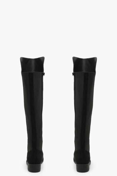 elastic back flat over knee boots