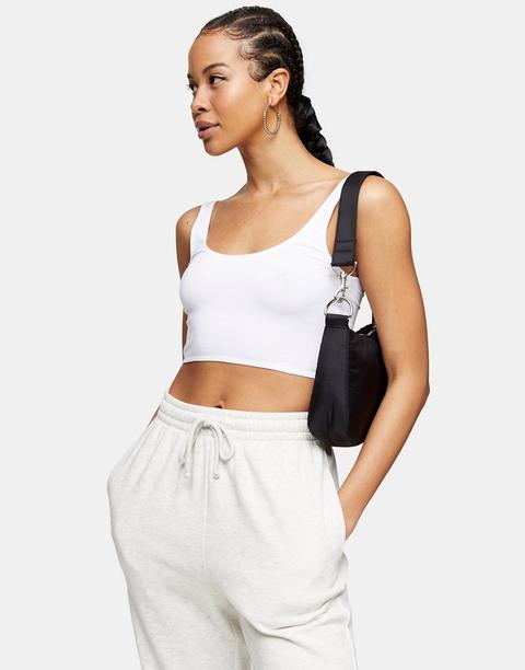 Topshop - Crop Top À Encolure Dégagée - Blanc