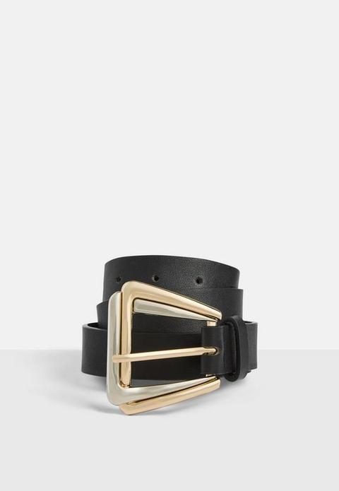 Black Elaborate Swirl Buckle Waist Belt, Black