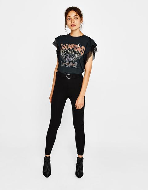 Camiseta Con Volante De Tul