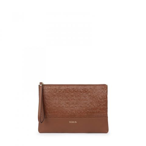 Clutch Raquel De Piel En Color Cuero