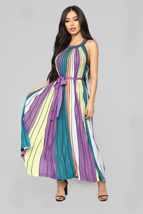 Nevaeh Midi Dress - Purple/multi