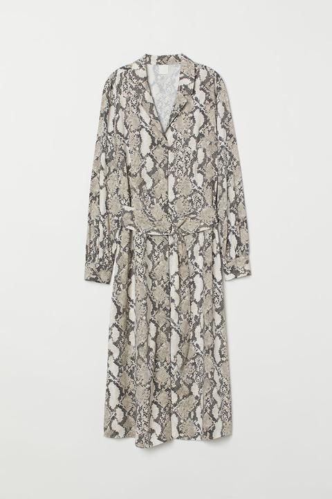 Kleid Mit V-ausschnitt - Grau - Damen