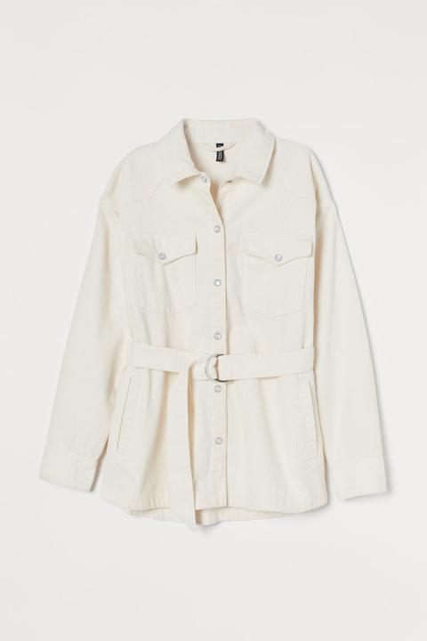 Chaqueta Camisera De Pana - Blanco