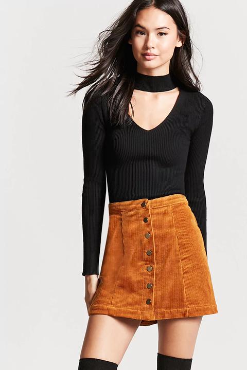 Button-down Corduroy Skirt from Forever 