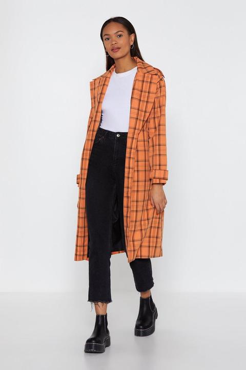 Check Belted Trench Coat