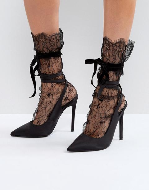 Asos - Calzini Di Pizzo Con Fiocco - Nero